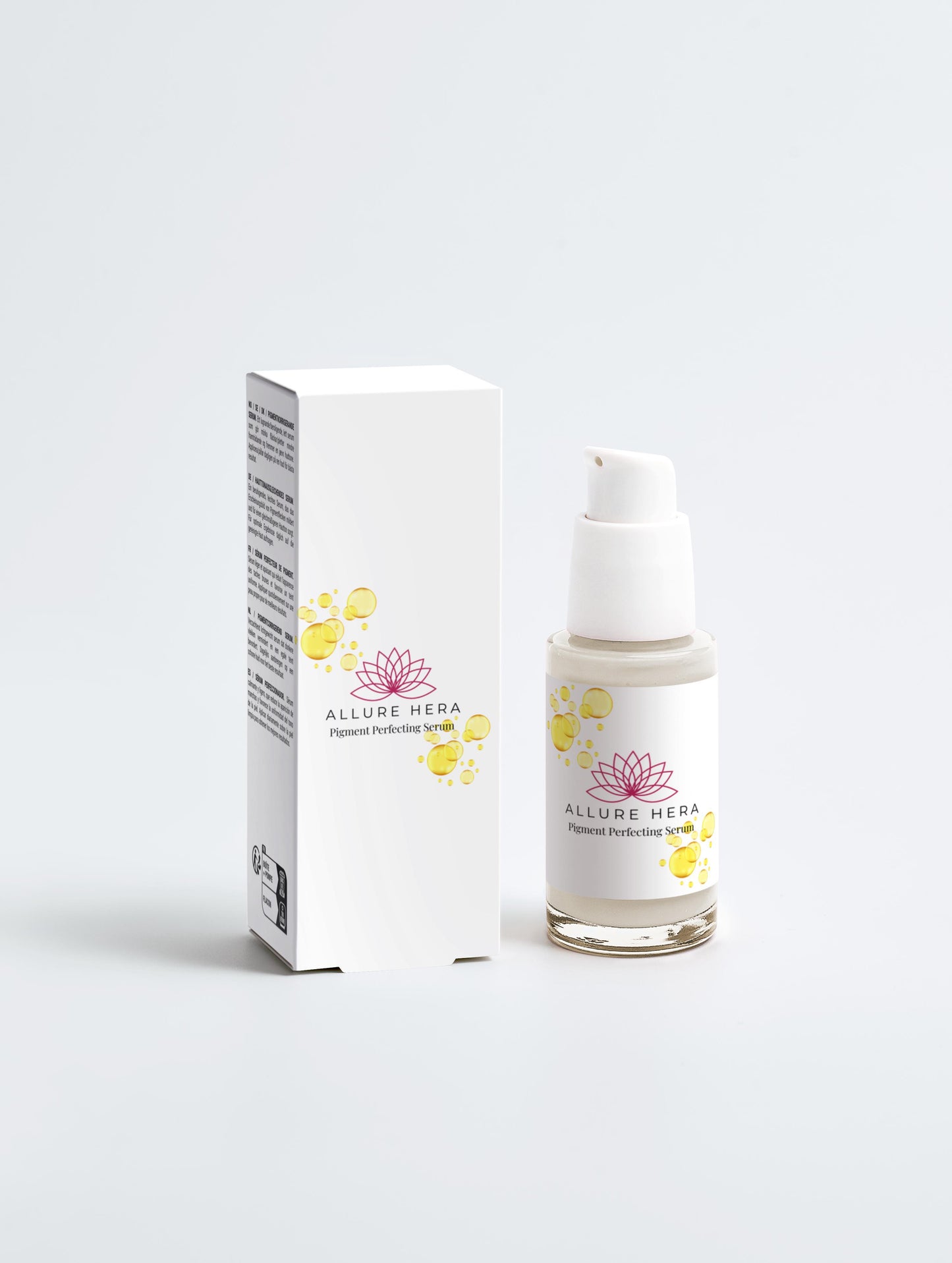 Allure Hera skincare product and packaging on a light gray background