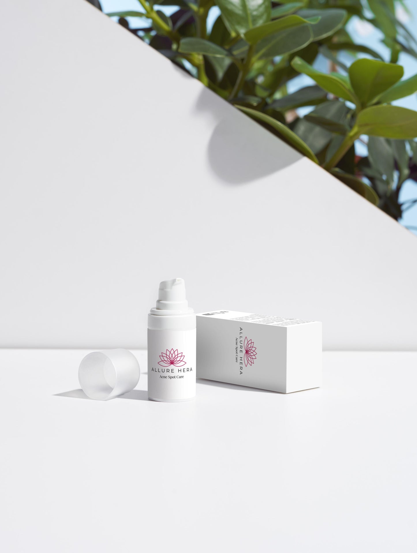 White skincare product with packaging on a white background