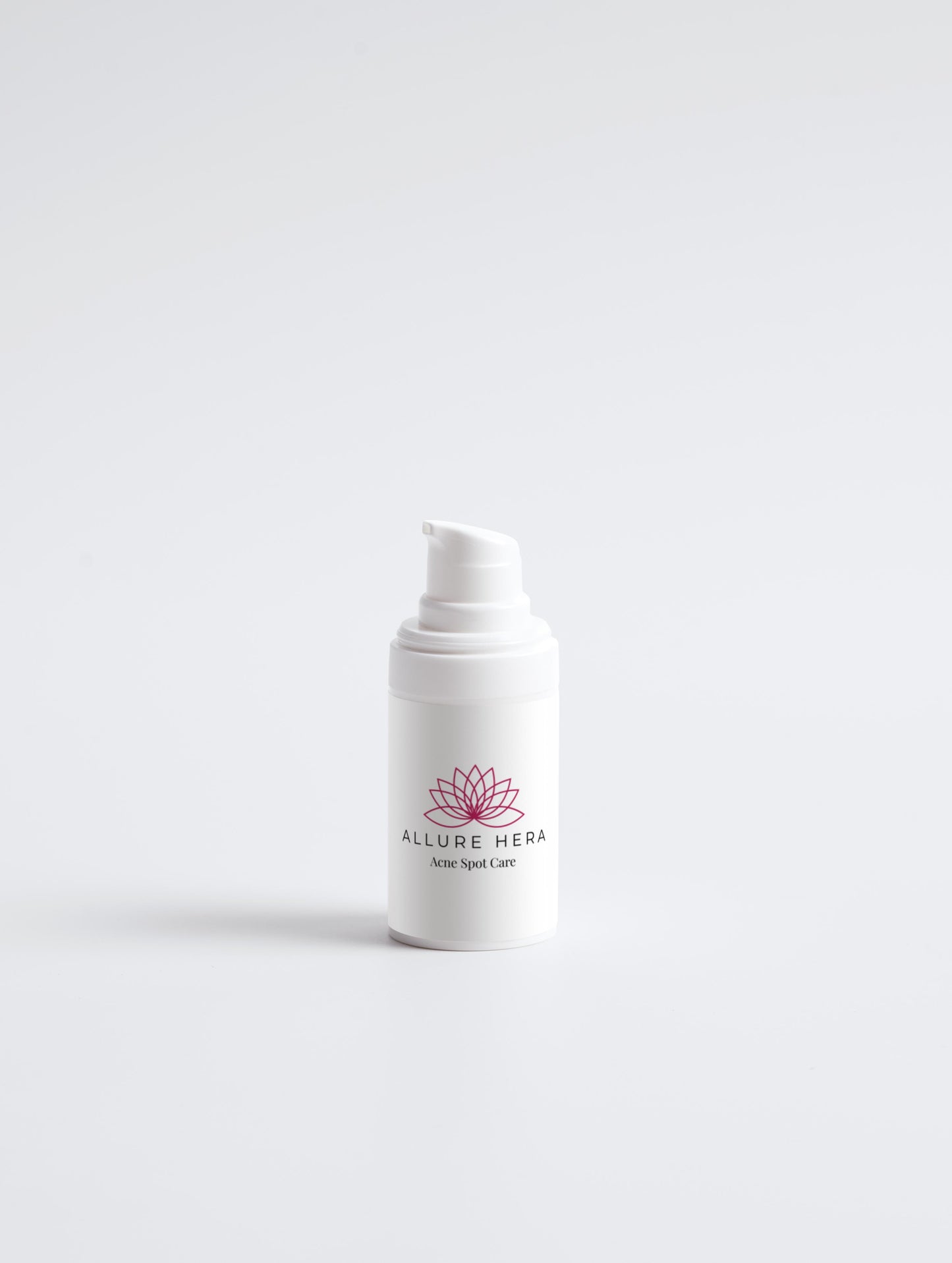 White skincare bottle with logo on a white background