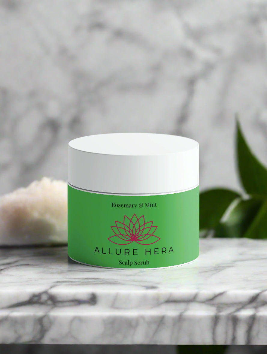 Green jar with white lid labeled 'Allure Hera' on a light gray background