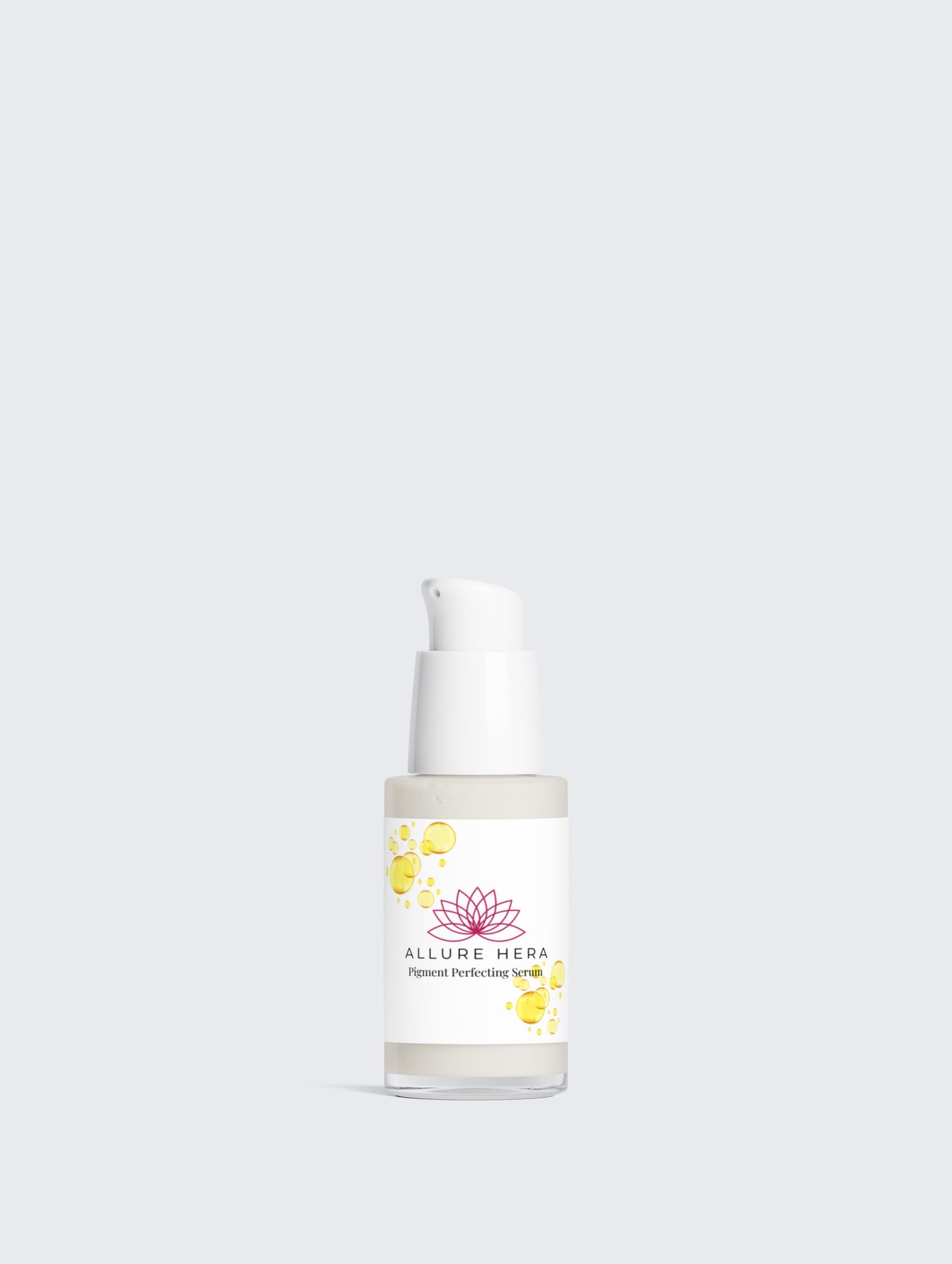 Skincare bottle with a white cap and visible brand logo on a light gray background
