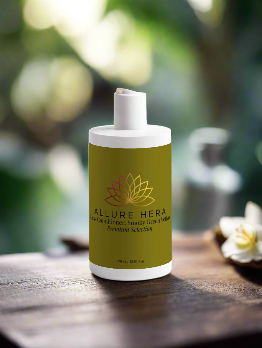 Allure Hera bottle with green label on a white background