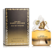 Marc Jacobs Daisy Eau So Intense perfume bottle and packaging on a white background