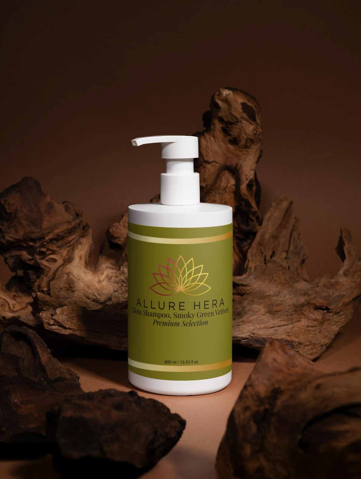 Șampon lucios, Vetiver verde afumat (Chrysopogon zizanioides), 400 ml