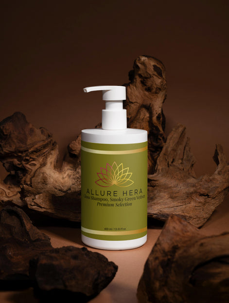 Șampon lucios, Vetiver verde afumat (Chrysopogon zizanioides), 400 ml
