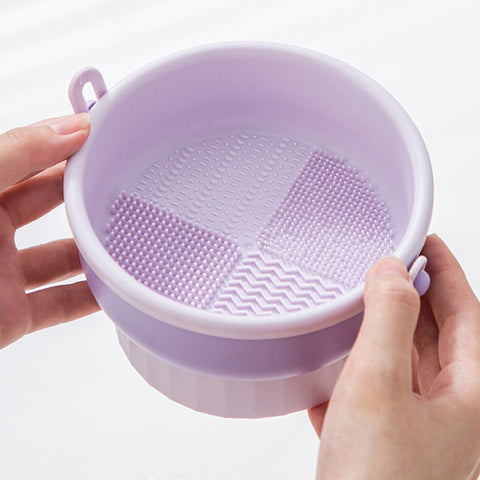 Bol de curățare perie de machiaj, instrument de curățare a ouălor, set de depozitare, perie, pudră, curățare uscată, raft de uscare din silicon