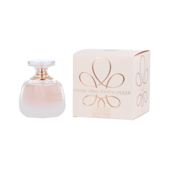 Lalique perfume bottle and packaging on a white background