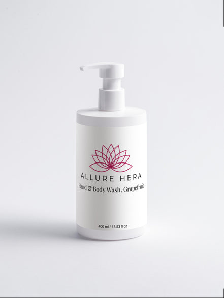 Hand and body wash with grapefruit, 400 ml, vegan formula for gentle cleansing and hydration.