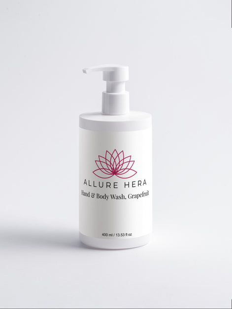 Hand and body wash with grapefruit, 400 ml, vegan formula for gentle cleansing and hydration.