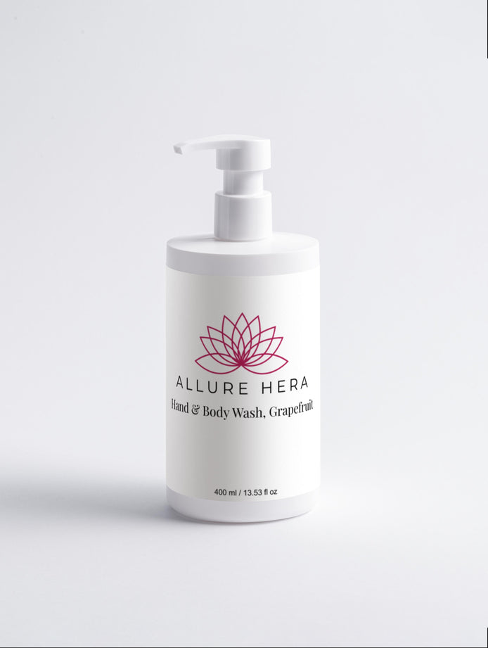 Hand and body wash with grapefruit, 400 ml, vegan formula for gentle cleansing and hydration.