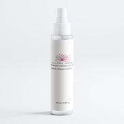 White spray bottle with a label on a white background