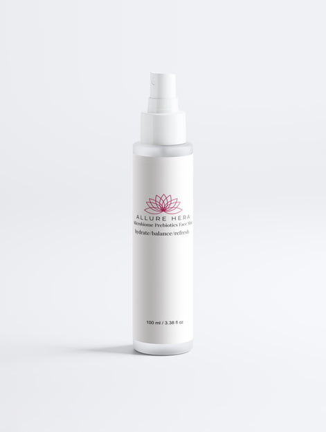 White spray bottle with a label on a white background