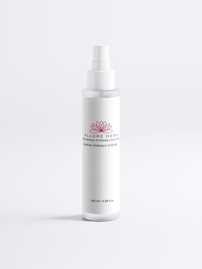 White spray bottle with a label on a white background