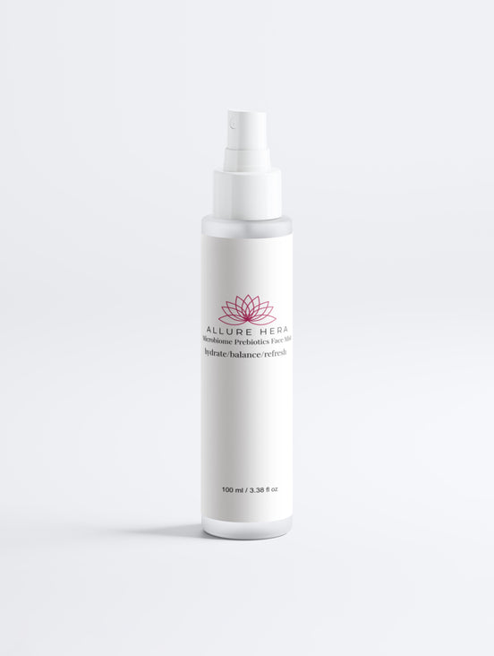 White spray bottle with a label on a white background