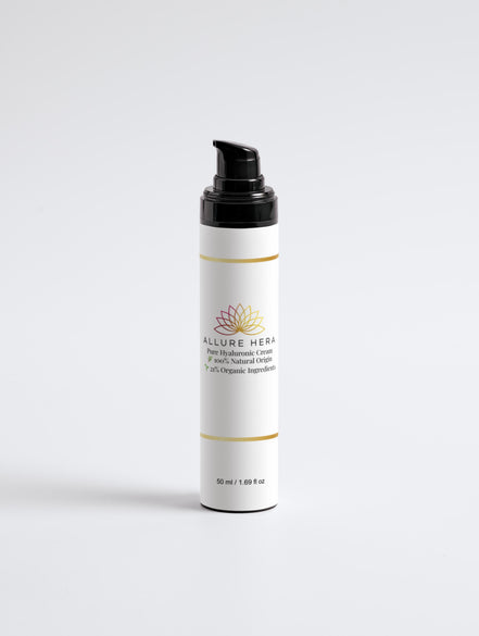 Allure Hera Pure Hyaluronic Cream 50ml with organic ingredients for deep hydration and anti-aging benefits.