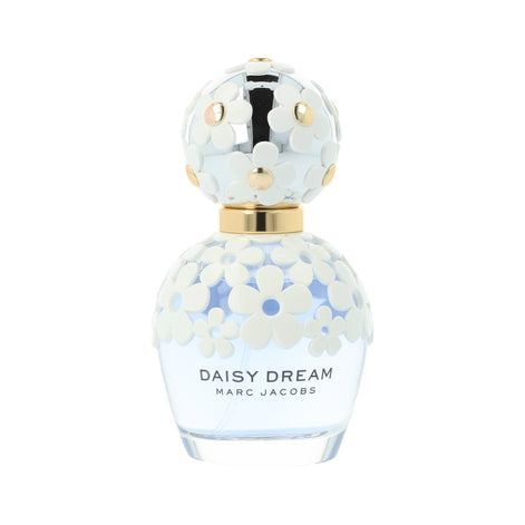 Marc Jacobs Daisy Dream perfume bottle with floral design on a white background