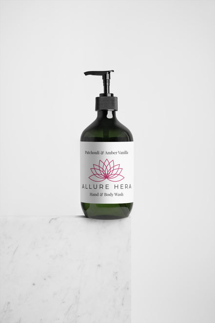 Gel de curățare pentru mâini și corp, Paciuli și Ambră Vanilată, 98% natural, 490 ml