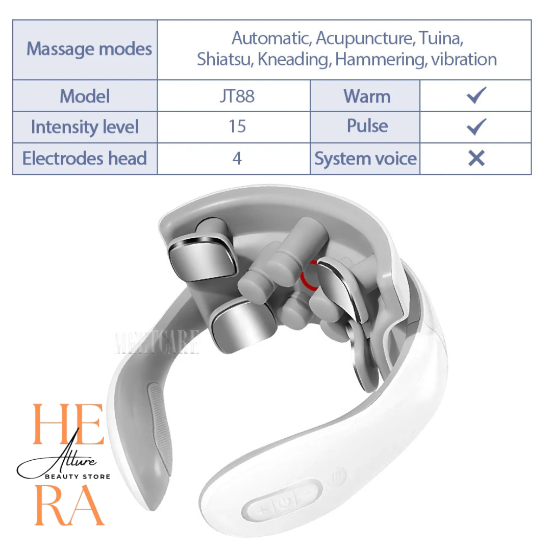 Smart Back Neck Massager with Heating TENS Pulse Cervical Muscle Massage Wireless Shoulder Relief Pain Health Care