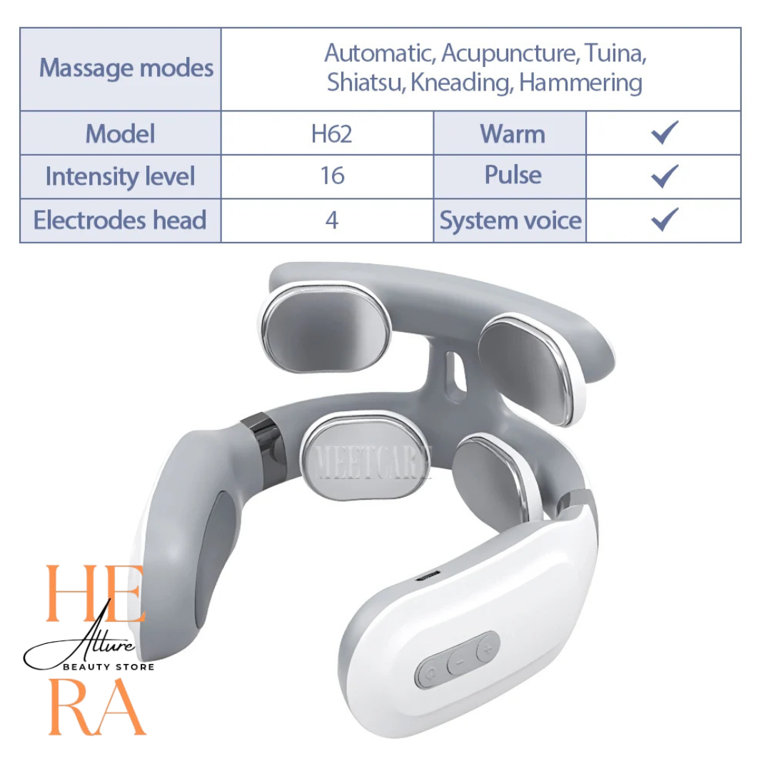 Smart Back Neck Massager with Heating TENS Pulse Cervical Muscle Massage Wireless Shoulder Relief Pain Health Care
