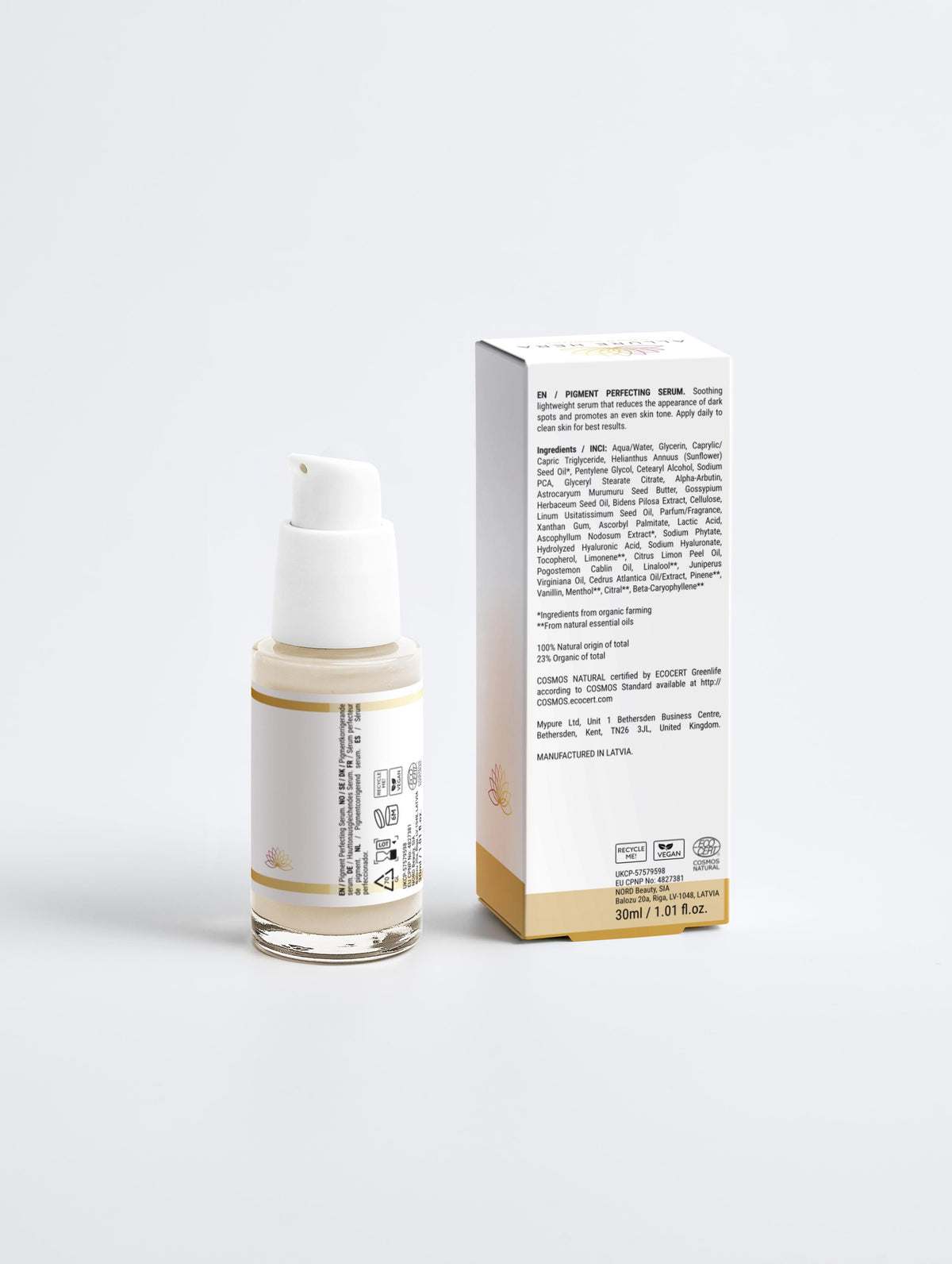 Serul clarifiant 100% natural, 23% organic pentru corectarea pigmentării este completarea perfectă pentru orice gamă de produse de îngrijire a pielii.