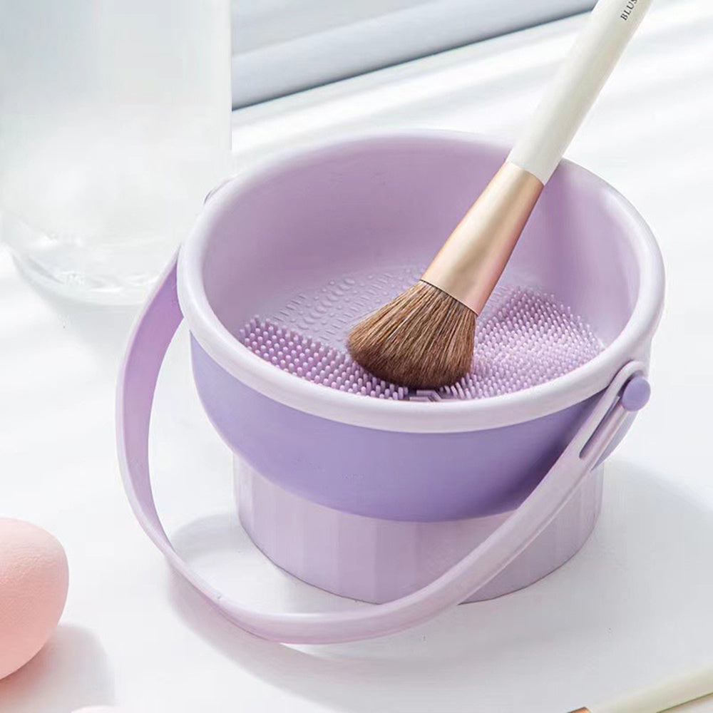 Bol de curățare perie de machiaj, instrument de curățare a ouălor, set de depozitare, perie, pudră, curățare uscată, raft de uscare din silicon