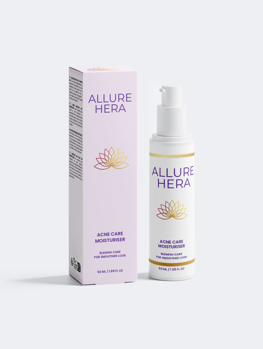 Allure Hera acne care moisturizer bottle and packaging on a white background