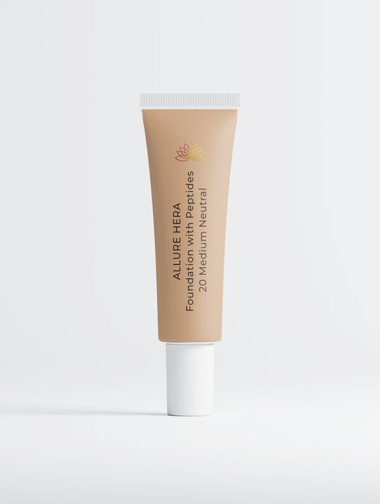 Cosmetic tube of Allure Hera foundation on a white background