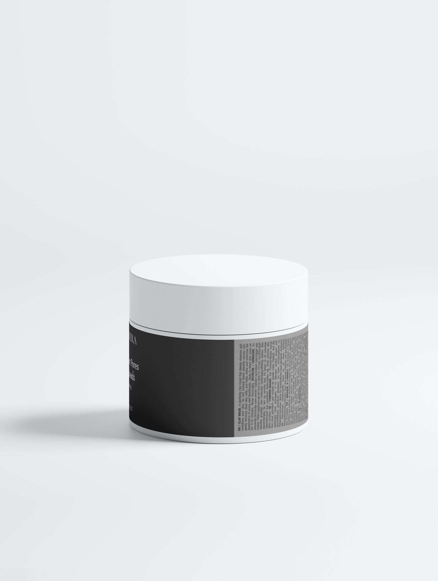 Jar with a black label on a white background