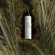 Pure Hyaluronic Cream bottle surrounded by lush green foliage, emphasizing natural and organic skincare.