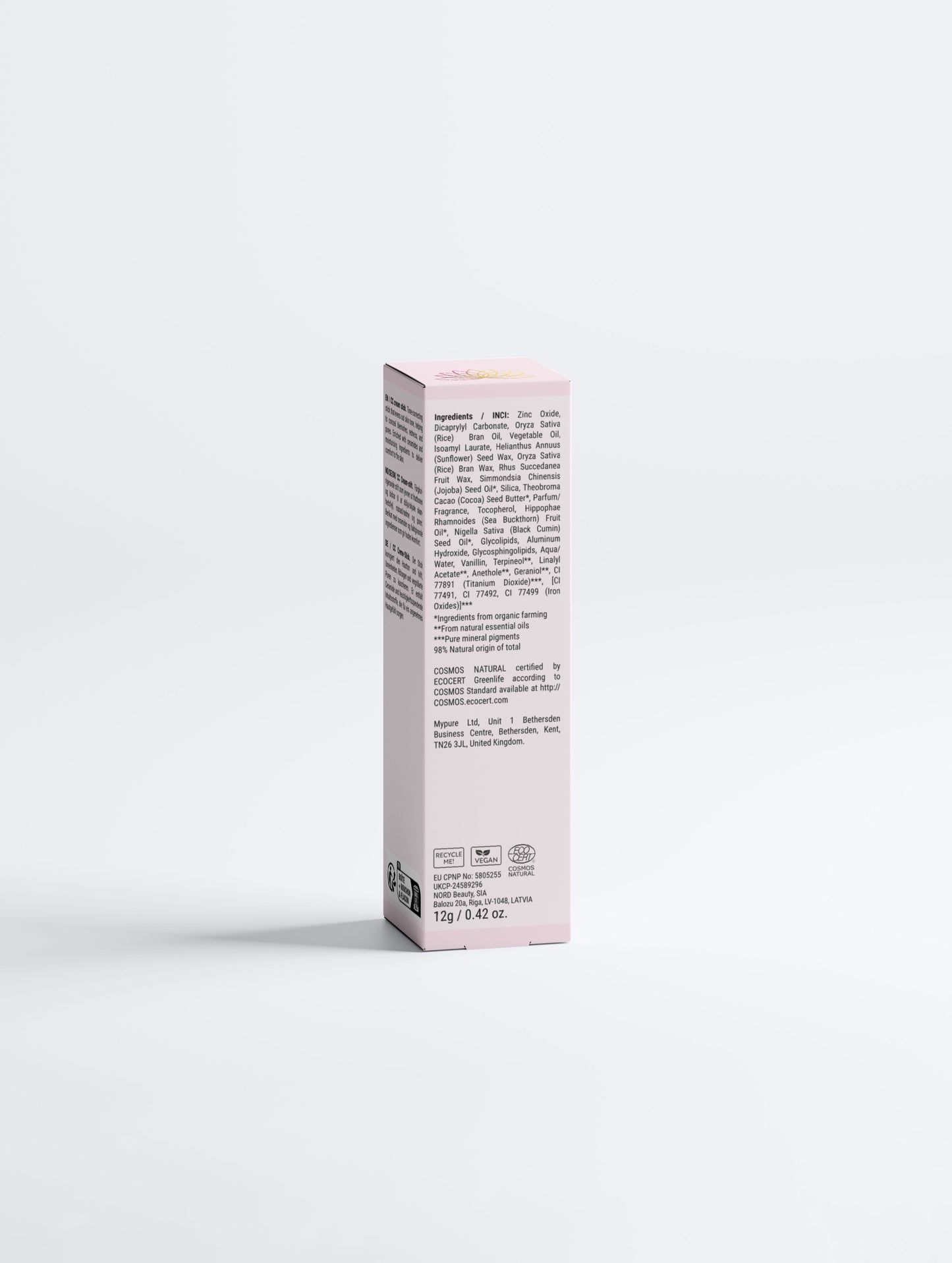 Product packaging with text on a white background